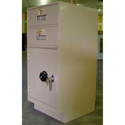 Fenco Pedestal Safe S-220L-A - 2 Drawers Thick Full Left Hinged Door 19x19x38-1/2 Champagne