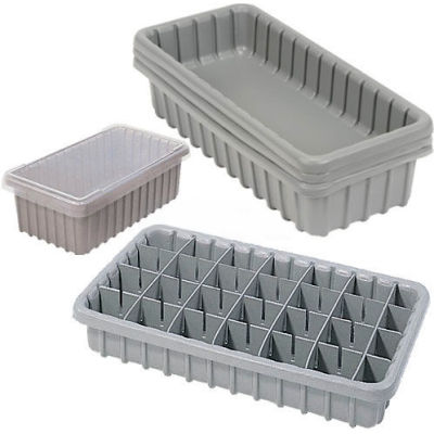 Dandux Dividable Nesting Plastic Box 50P1805040 - 17-3/4"L x 5-1/2"W x 4"H, Gray - Pkg Qty 8