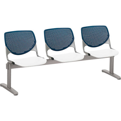 KFI Beam Seating Guest Chairs - 3 Seater - Navy/White