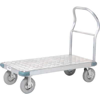 Global Industrial Aluminum Diamond Deck Platform Truck 60x30 1200 Lb. Cap. 8" Pneu Casters
