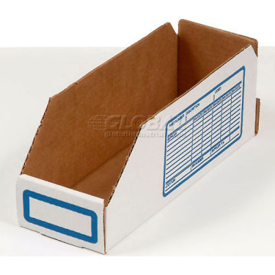 Global Industrial Foldable Corrugated Shelf Bin 2"W x 18"D x 4-1/2"H, White - Pkg Qty 100
