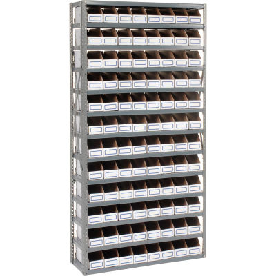 Global Industrial™ Steel Open Shelving with 96 Corrugated Shelf Bins 13 Shelves - 36x12x73