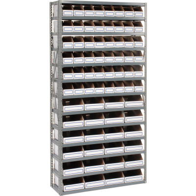 Global Industrial Steel Open Shelving with 72 Corrugated Shelf Bins 13 Shelves - 36x18x73