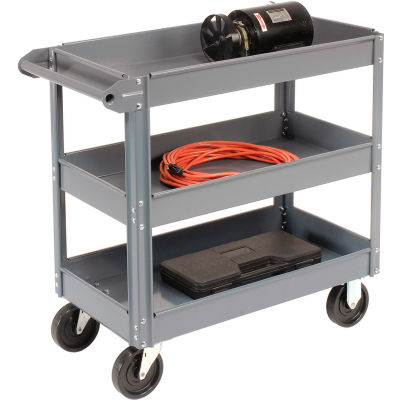 Edsal SC6003 3 Shelf Deep Tray Steel Stock Cart 36x24 800 Lb. Capacity