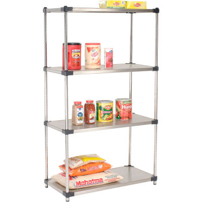 Nexel® Stainless Steel Solid Shelving Starter 36"W x 18"D x 63"H