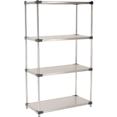 Nexel® Stainless Steel Solid Shelving Starter 36"W x 24"D x 63"H