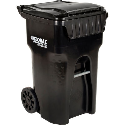 Global Industrial™ Mobile Trash Container, 65 Gallon Black 