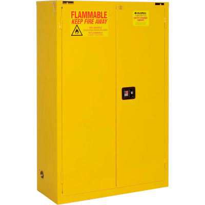 Global Industrial Flammable Cabinet, 45 Gallon, Self Close Double Door, 43"W x 18"D x 65"H