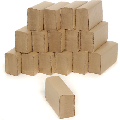 Boardwalk Multifold Paper Towels 9" x 9", Brown 250 Towels/Pack, 16/Case - BWK6202