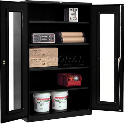 Global Industrial™ Clear View Storage Cabinet Easy Assembly 48x24x78 - Black