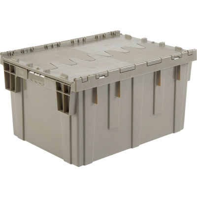Plastic Storage Container - Attached Lid DC2820-15 28-1/8 x 20-3/4 x 15-5/8 Gray