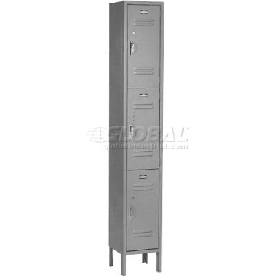 Paramount® Locker 3 Tier 12 X 15 X 24 3 Door Ready To Assemble Gray