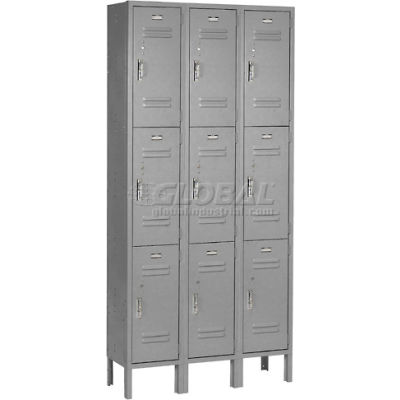 Global Industrial™ Paramount® Triple Tier 9 Door Locker, 12"Wx15"Dx24"H, Gray, Unassembled
