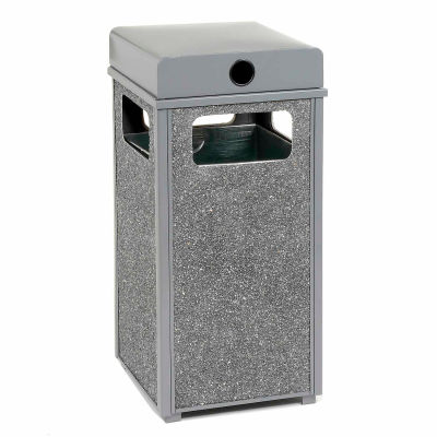 Global Industrial Stone Panel Trash Weather Urn, Gray 12 Gallon, 13-1/2" Square X 35"H