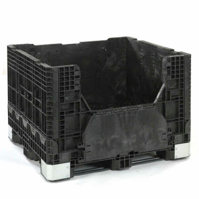 Buckhorn BH4840342010000 Folding Bulk Shipping Container - 48"L x 40"W x 34"H, 2500 Lb. Cap. Black