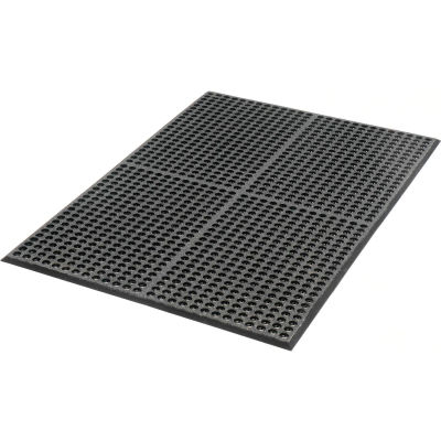 WorkStep Anti-Fatigue Drainage Mat, 1/2" Thick, 3'x5', Black w/Grit Top
