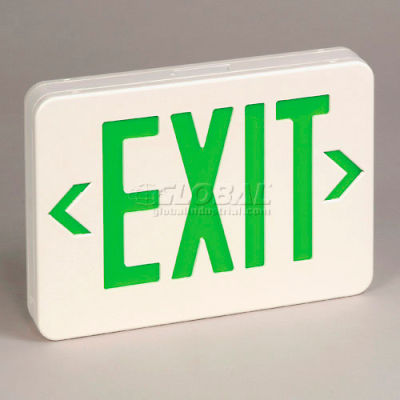 TCPI 22745 Exit Sign Green Led Universal Battery Backup White Housing