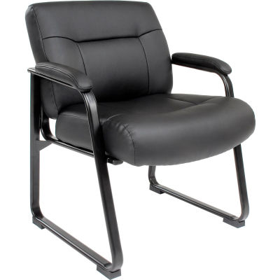 Interion® Big and Tall Waiting Room Chair - Bonded Leather - High Back - Black