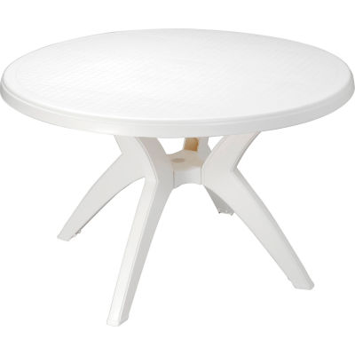 Grosfillex® Ibiza 46" Outdoor Round Resin Table With Umbrella Hole, White