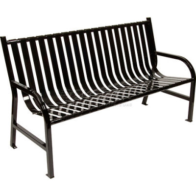 5 Feet Slatted Metal Bench - Black