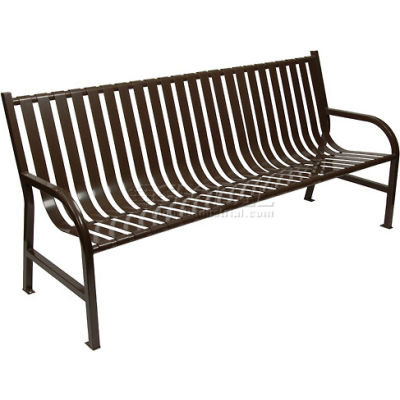 6 Feet Slatted Metal Bench - Brown