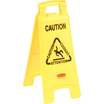 Rubbermaid® 6112 Floor Sign 2 Sided Multi-Lingual - Caution