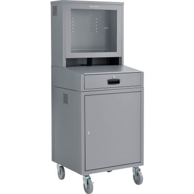 Global Industrial Mobile Security LCD Computer Cabinet Enclosure, Dark Gray, Unassembled