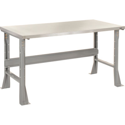 Global Industrial™ Flared Leg Workbench w/ Stainless Steel Square Edge Top, 48"W x 30"D, Gray