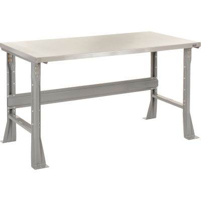 Global Industrial Flared Leg Workbench w/ Stainless Steel Square Edge Top, 48"W x 30"D, Gray