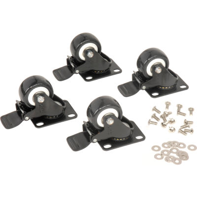 2" Swivel Locking Caster Kit, For Global Industrial Network Data Rack Enclosure Cabinet