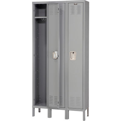 Hallowell U3818-1HG Premium Locker Single Tier 18x21x72 3 Door Ready To Assemble - Dark Gray