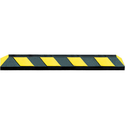 72" Rubber Parking Curb, Black with Yellow Stripes