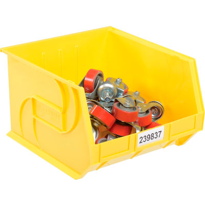 LEWISBins Plastic Stacking Bin PB1816-11 - 16-1/2"W x 18"D x 11"H, Yellow - Pkg Qty 3