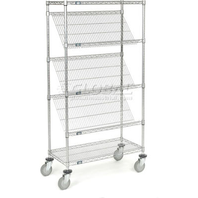 Global Industrial™ Easy Access Slant Shelf Chrome Wire Truck 36