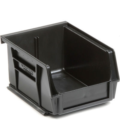 Global Industrial Plastic Stack & Hang Bin, 4-1/8"W x 5-3/8"D x 3"H, Black - Pkg Qty 24