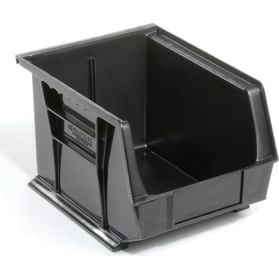 Global Industrial Plastic Stack and Hang Parts Storage Bin 8-1/4 x 10-3/4 x 7, Black - Pkg Qty 6