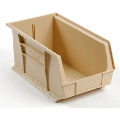 Global Industrial Plastic Stack and Hang Parts Storage Bin 8-1/4 x 14-3/4 x 7, Beige - Pkg Qty 12
