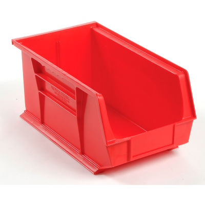 Global Industrial™ Plastic Stack & Hang Bin, 8-1/4"W x 14-3/4"D x 7"H, Red - Pkg Qty 12