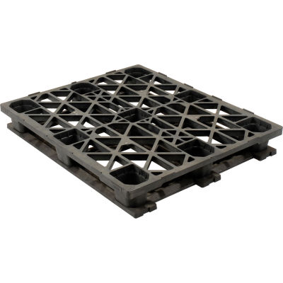 Double Deck Pallet, Plastic, 4-Way Entry, 48" x 40", 17600 Lb Static Capacity, Black