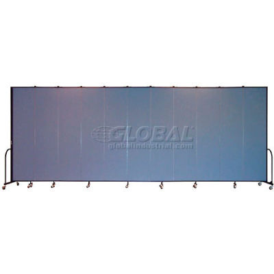 Screenflex Portable Room Divider 11 Panel, 8'H x 20'5"L, Fabric Color: Blue