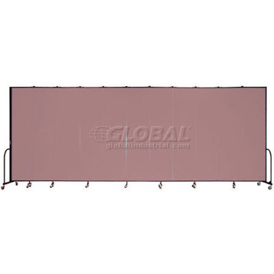 Screenflex Portable Room Divider 11 Panel, 8'H x 20'5"L, Fabric Color: Mauve