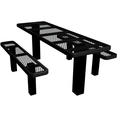 96" Permanent Rectangular Picnic Table Expanded Metal