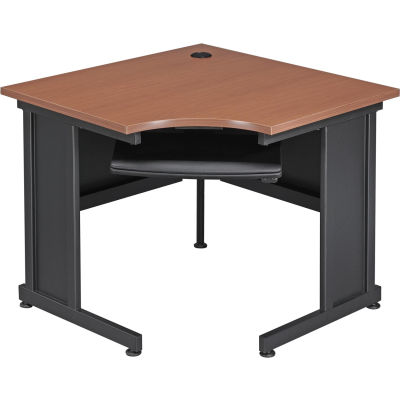 Interion® 36"W Corner Desk Cherry