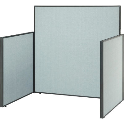 Interion® Pre-Configured Office Cubicle - 4'W x 4'D x 60"H - Starter Kit - Blue