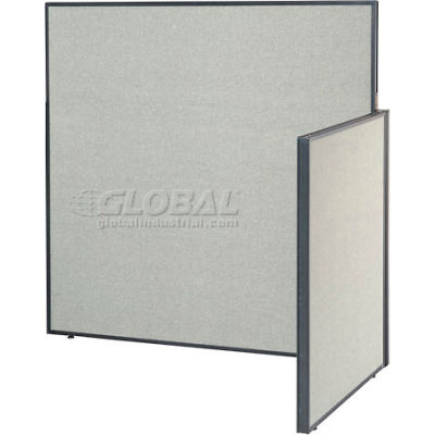 Interion® Pre-Configured Office Cubicle - 4'W x 4'D x 60"H - Add-On Kit - Gray