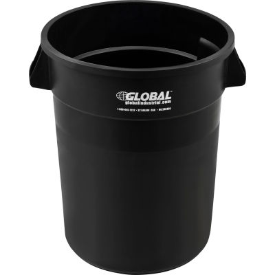 Global Industrial Plastic Trash Container, Garbage Can - 32 Gallon Black