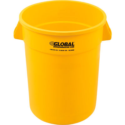 Global Industrial Plastic Trash Container, Garbage Can - 32 Gallon Yellow