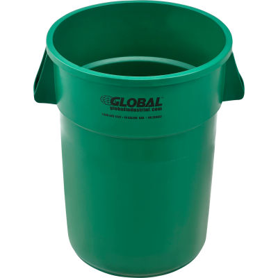 Global Industrial Plastic Trash Container, Garbage Can - 44 Gallon Green