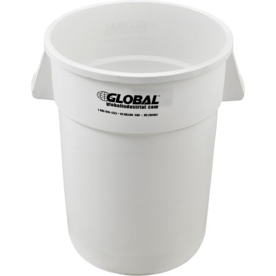 Global Industrial Plastic Trash Can - 44 Gallon White