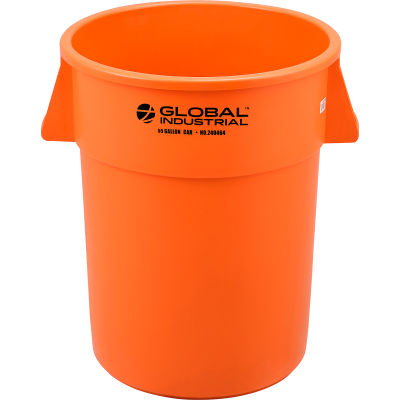 Global Industrial Plastic Trash Can - 55 Gallon Bright Orange